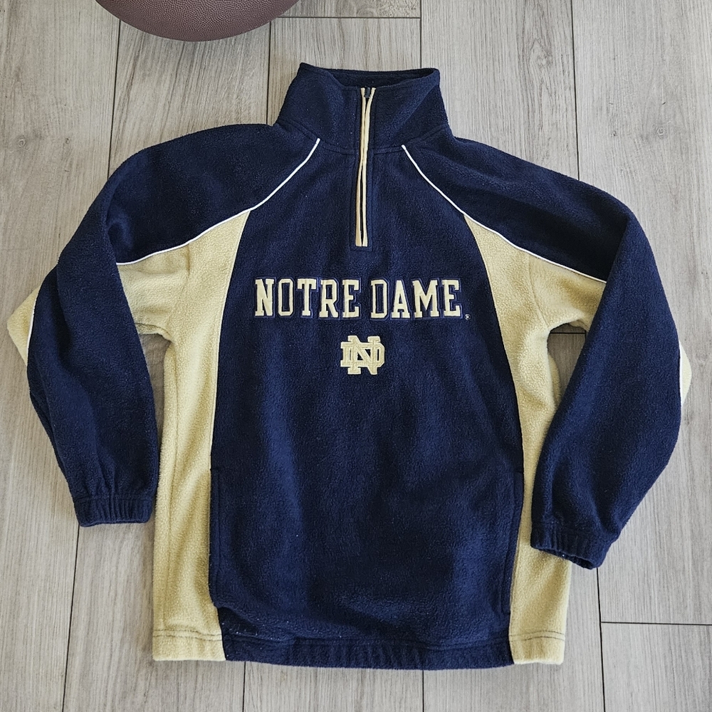 Adidas Notre Dame Pullover Sweater Youth Size Medium 10/12 Blue Gold Fighting